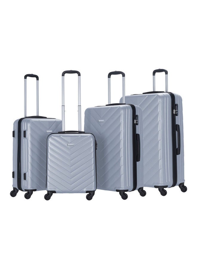 Stargold 4 Pack Of Hardside Spinner Number Locked Luggage Trolley Silver  - Image 1