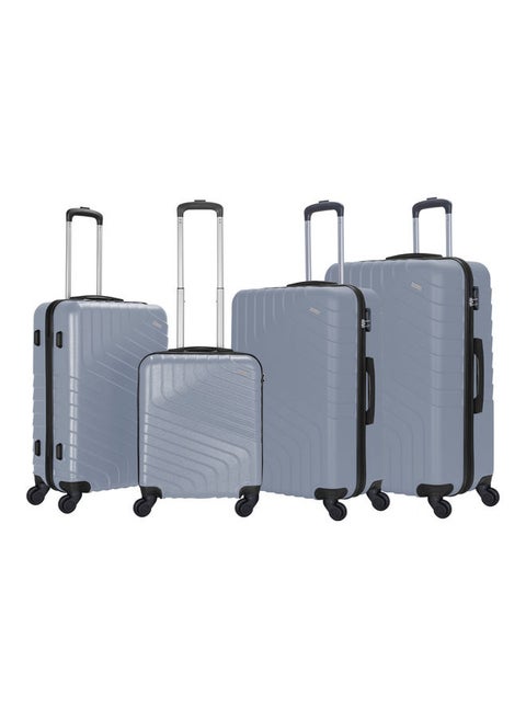 Hardside Spinner 4 Piece Luggage Trolley Set With Number Lock Silver