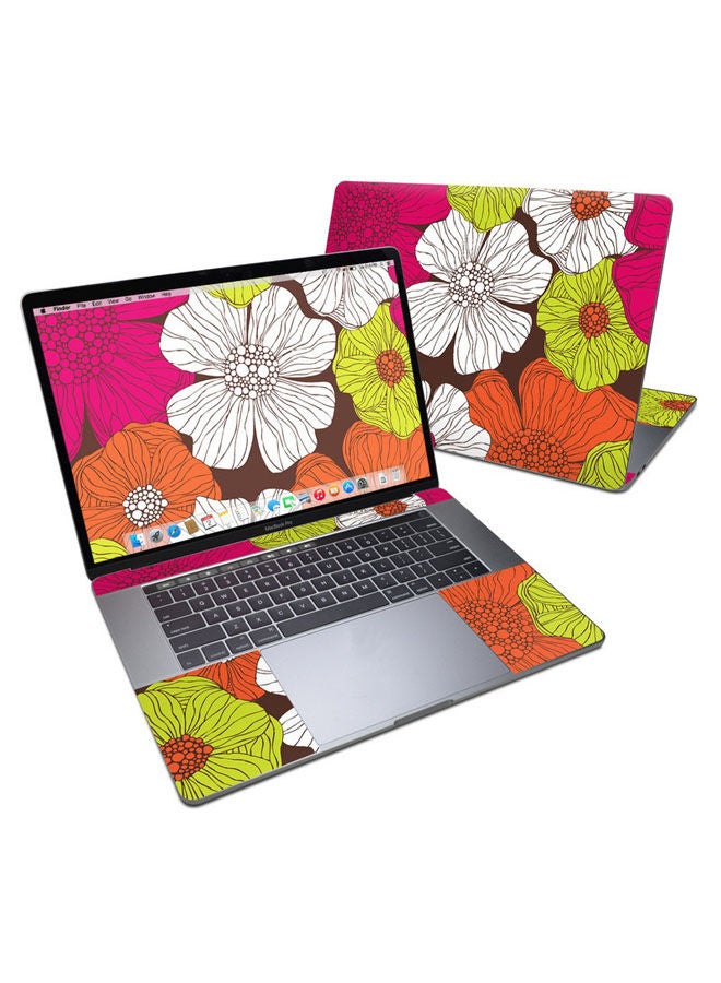 Brown Flowers Skin Cover For Macbook Pro 15In Multicolour