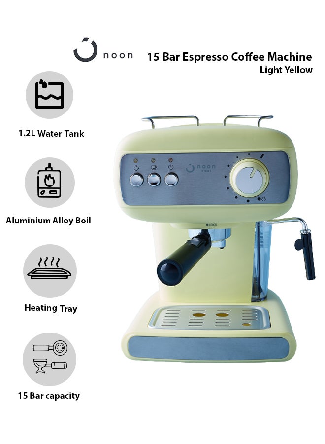 Noon East - Espresso Coffee Machine - 15 Bar 850 W With High Pressure 1.2 Liter Light Yellow 1.2 L 850.0 W CM-8500A-GS Light Yellow - Image 1