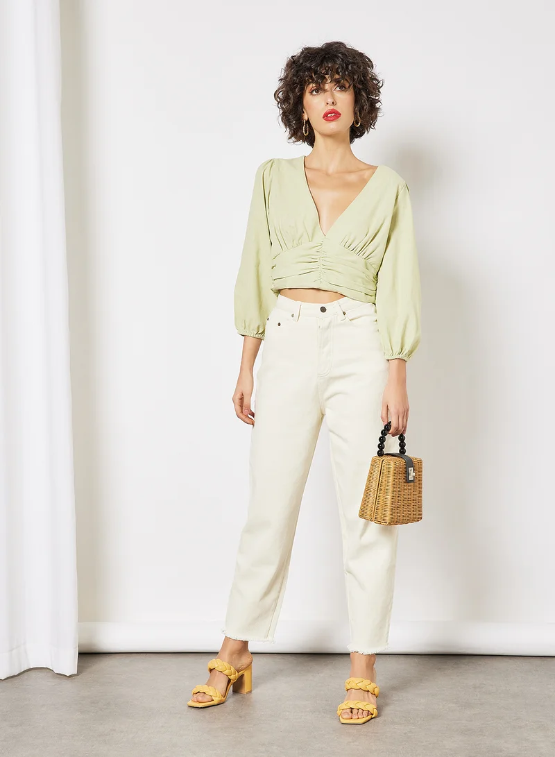 Charlie Holiday. Fallon Plunge Neck Top Green
