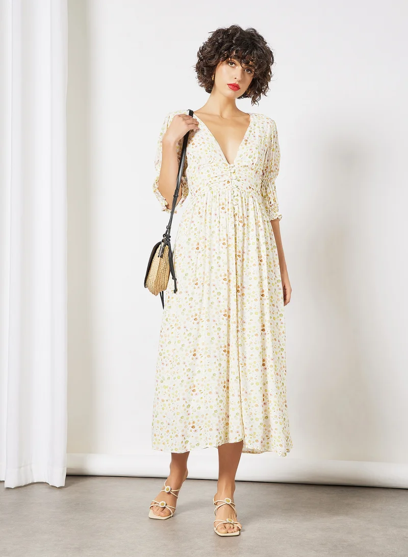 Charlie Holiday. Plunge Neck Midi Dress