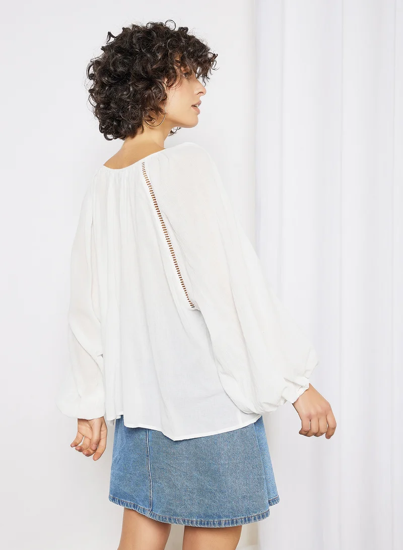 Charlie Holiday. Joni Balloon Sleeve Blouse White