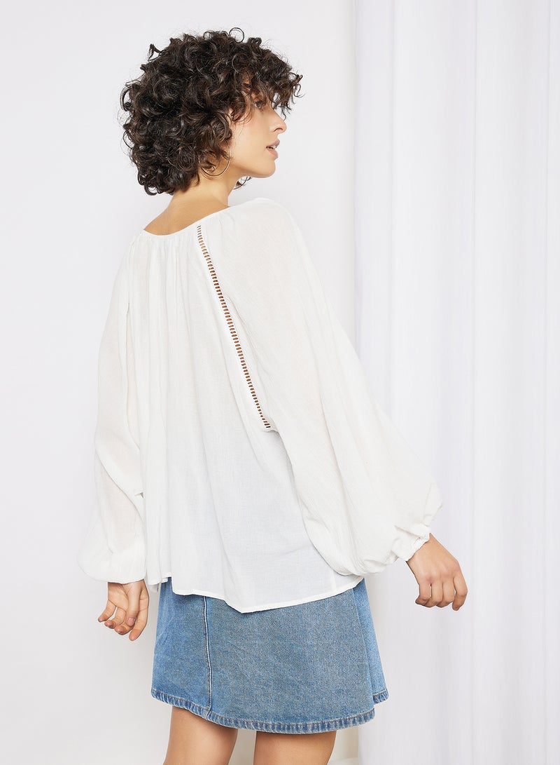 Charlie Holiday. - Joni Balloon Sleeve Blouse White - Image 1