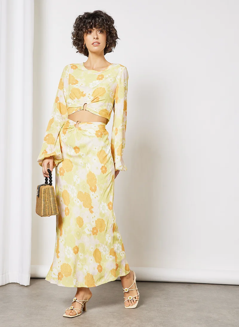 Charlie Holiday. Anouk Floral Print Skirt Yellow