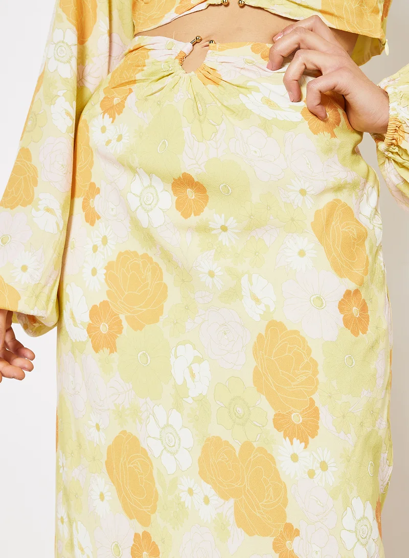 Charlie Holiday. Anouk Floral Print Skirt Yellow