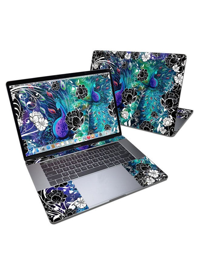 غطاء حماية بتصميم حديقة الطاووس لجهاز ماك بوك برو قياس 15 بوصة متعدد الألوان