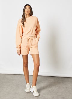 R&B Solid Mid-Rise Shorts With Drawstring Closure Pink  - Image 3