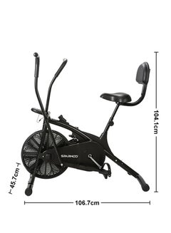 SAB-05 Air Bike Exercise Cycle For Home Gym Adjustable Resistance, Height Adjustable Seat With Back Rest 106.7x104.1x45.7cm