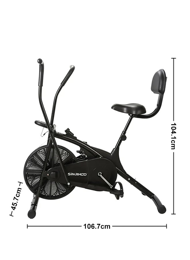 Sparnod Fitness SAB-05 Air Bike Exercise Cycle For Home Gym Adjustable Resistance, Height Adjustable Seat With Back Rest 106.7x104.1x45.7cm  - Image 1