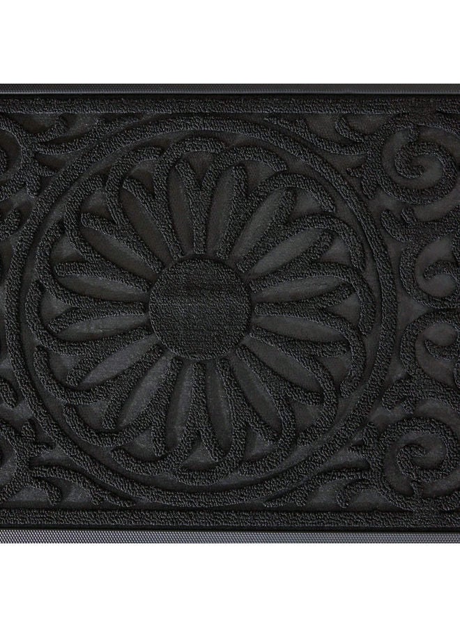 بساط للباب مزين بنمط مطبوع أسود 45 x 75سم - Image 2