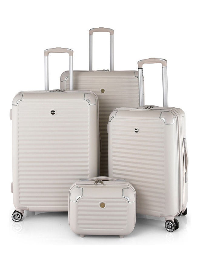 تراك طقم حقائب أمتعة بتفاصيل نسيجية مكون من 4 قطع كريم - Image 1