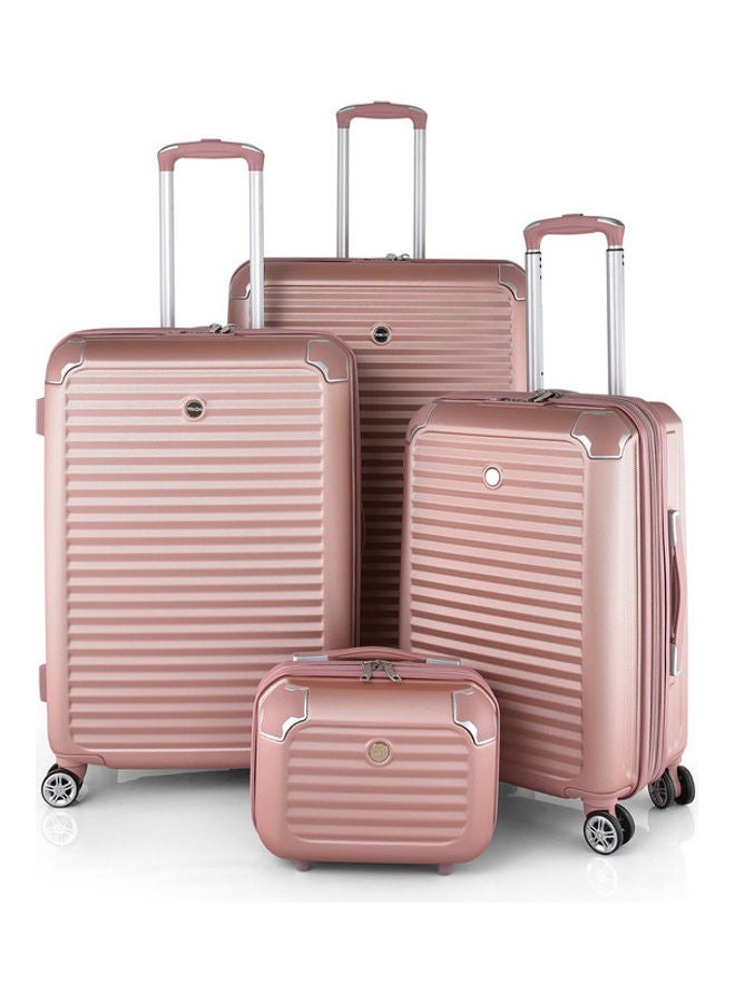 Track - 4-Piece Textured Detail Luggage Set Pink - Image 1