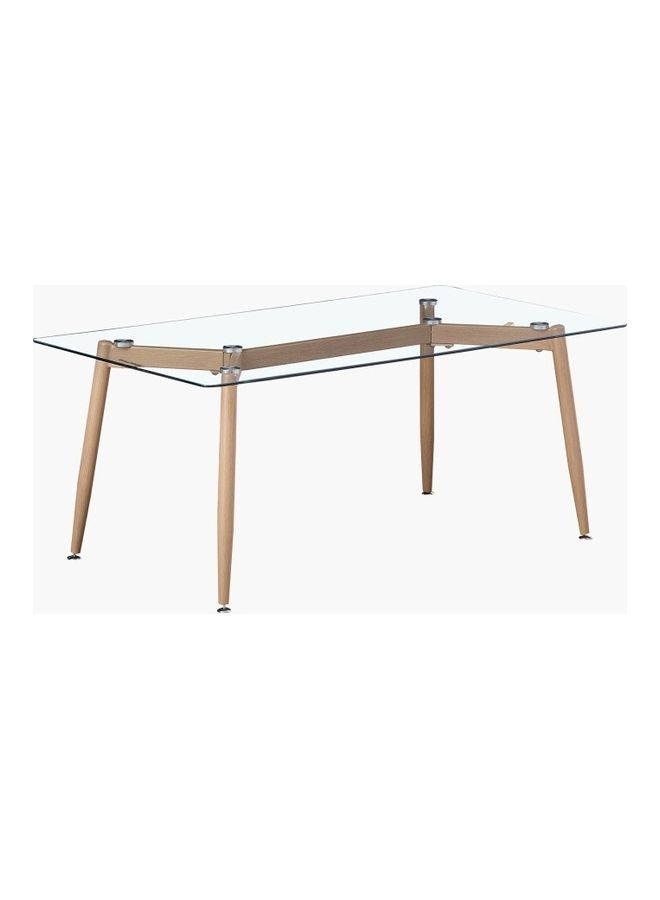 Lima Rectangular Coffee Table With Glass Top Metal Legs For Living Room Beige 120 x 45cm 