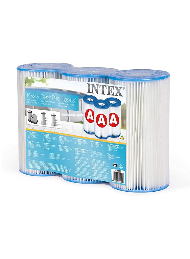 INTEX 3-Piece Type A Filter Cartridge For Pools 32.07x20.32x10.8cm - Image 1