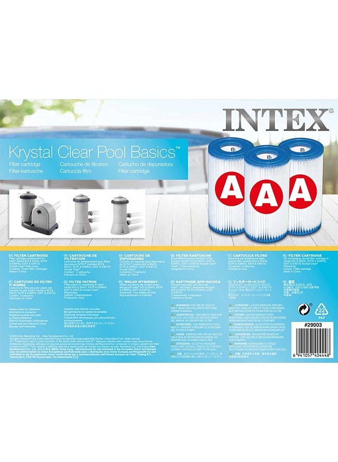 INTEX 3-Piece Type A Filter Cartridge For Pools 32.07x20.32x10.8cm - Image 4