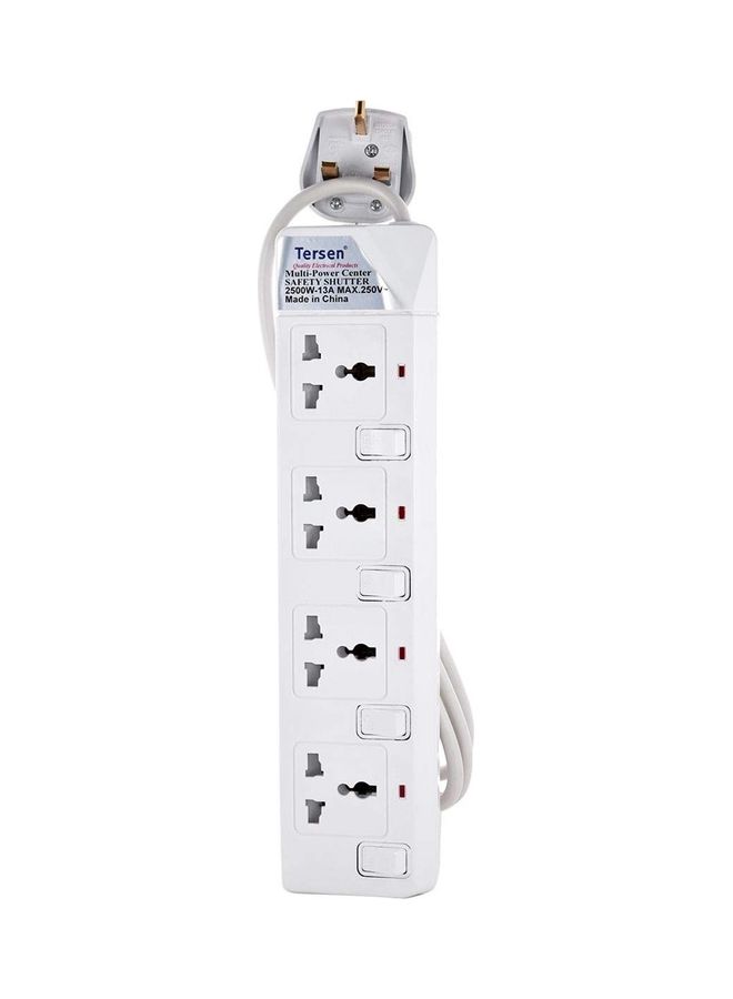 TERSEN - 4 Way Power Extension Socket Cable White 10meter - Image 1