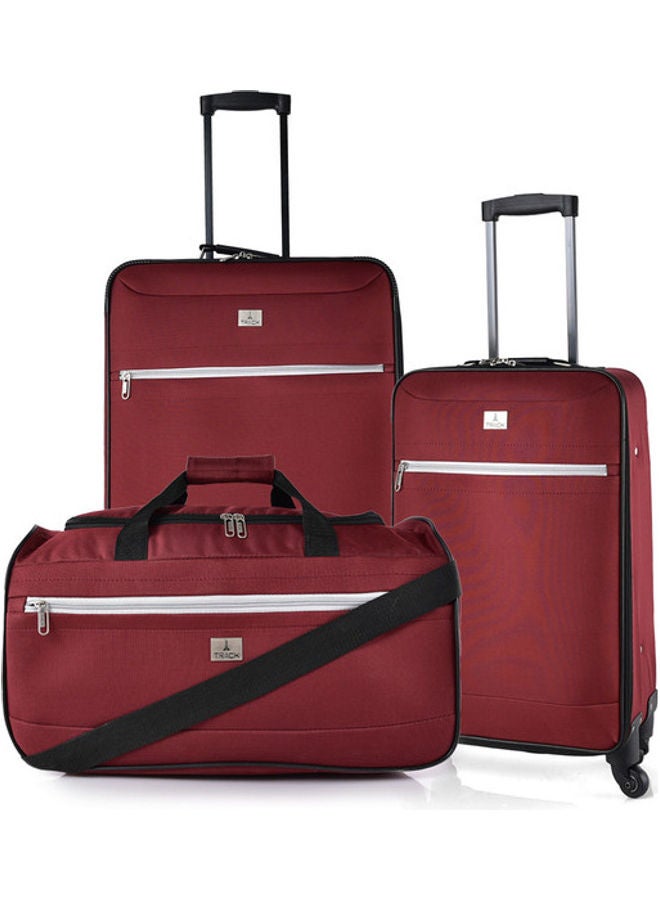 Track 3-Piece Soft Luggage Set Burgundy - Image 1