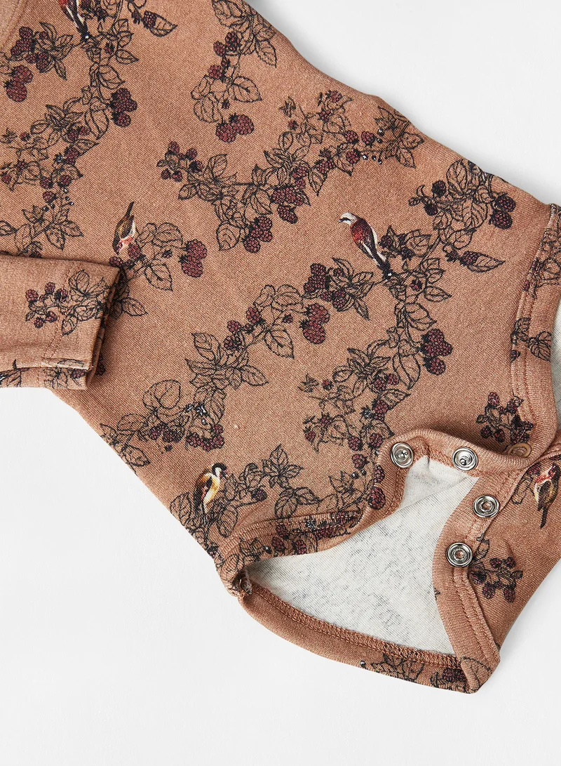 NAME IT Baby Graphic Print Bodysuit Brown