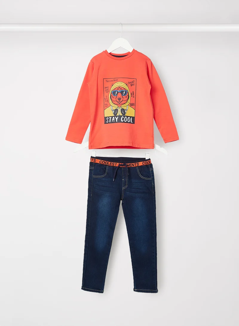 Babybol Baby/Kids Graphic T-Shirt and Jeans Set