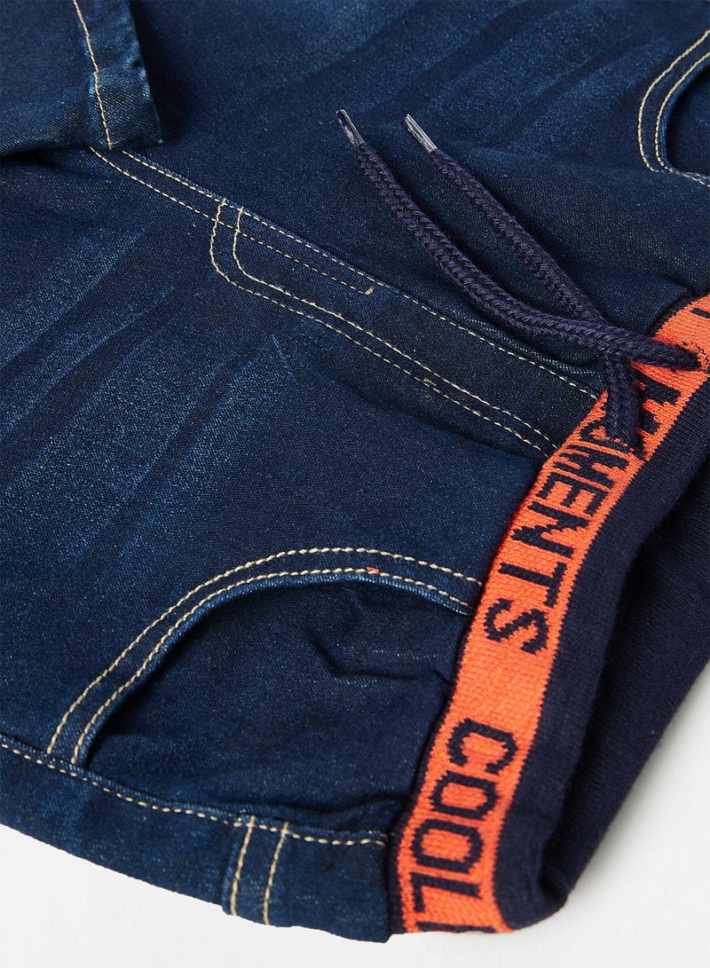 بيبي بول طقم من بنطال جينز وتيشيرت مزين برسومات للأطفال برتقالي/أزرق - Image 4