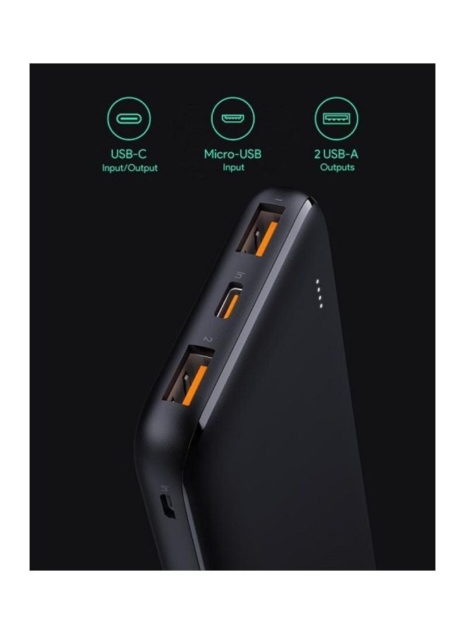Aukey - 10000 mAh Slim Power Bank 15W PB-N73 Black - Image 1