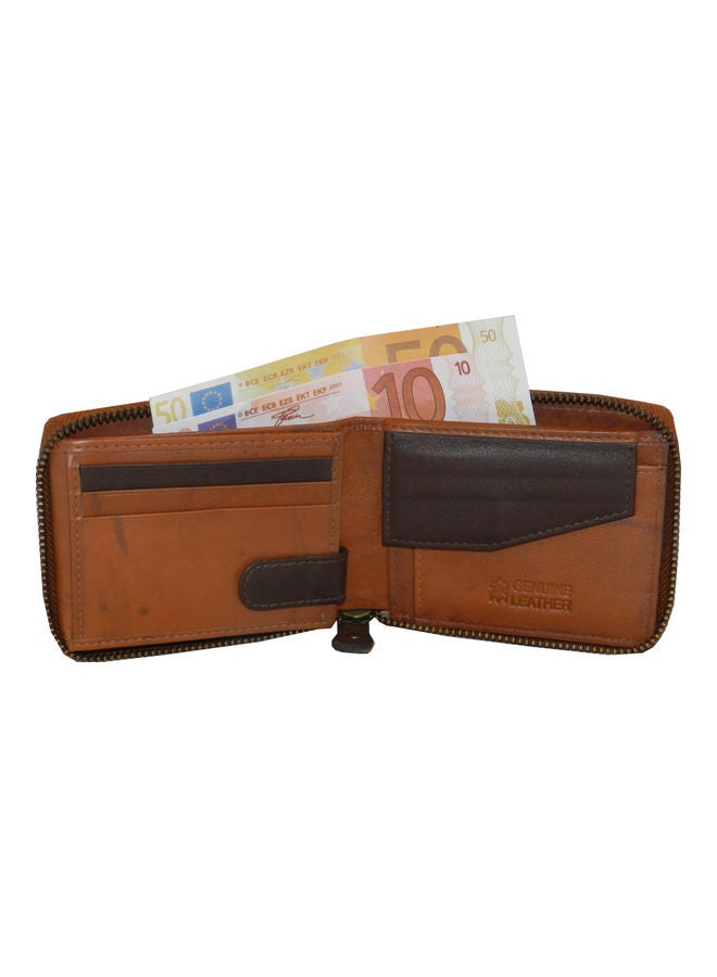 LAVERI LEATHER Genuine Leather Designer Wallet With Full Zipper Rust - Image 3