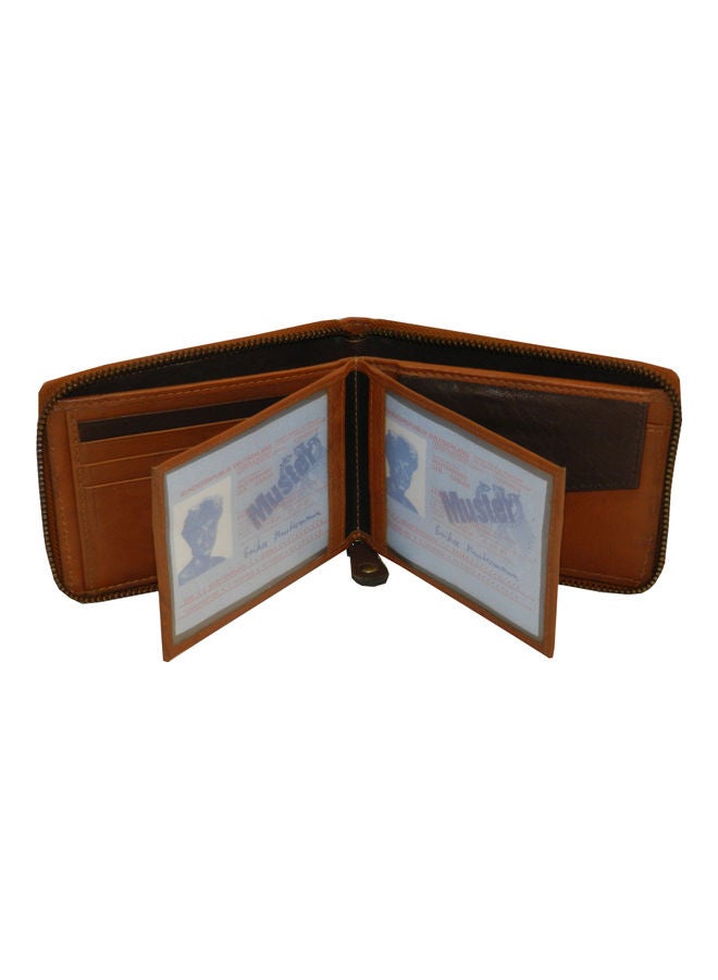 LAVERI LEATHER Genuine Leather Designer Wallet With Full Zipper Rust - Image 4