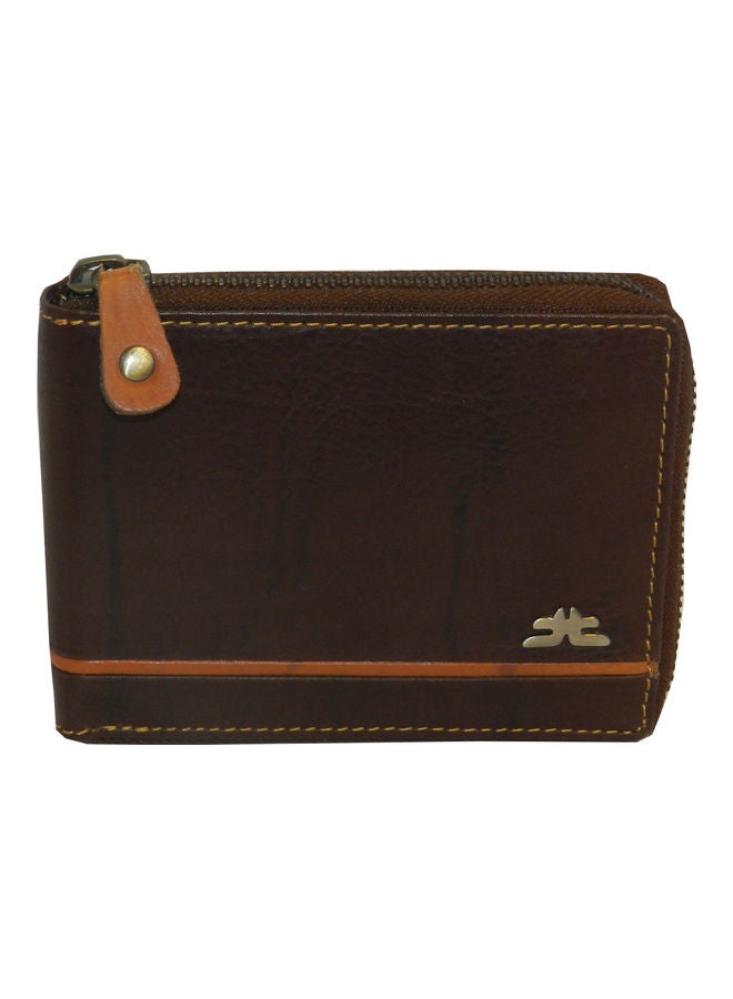 LAVERI LEATHER Genuine Leather Designer Wallet With Full Zipper Dark Brown - Image 1