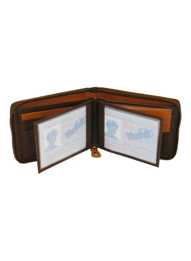 LAVERI LEATHER Genuine Leather Designer Wallet With Full Zipper Dark Brown - Image 4
