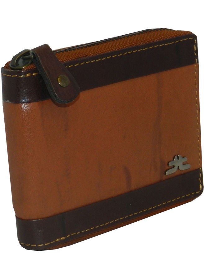 LAVERI LEATHER Genuine Leather Designer Wallet With Full Zipper Rust - Image 1