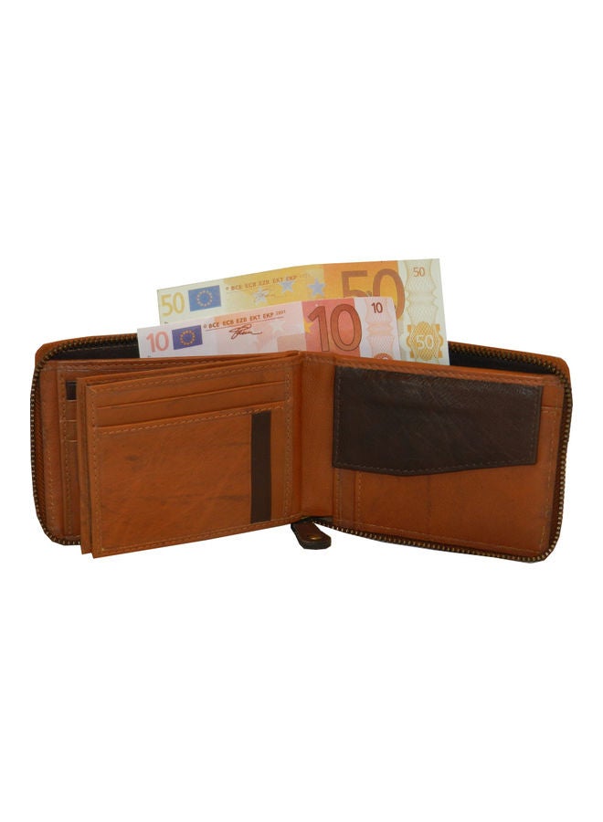 LAVERI LEATHER Genuine Leather Designer Wallet With Full Zipper Rust - Image 3