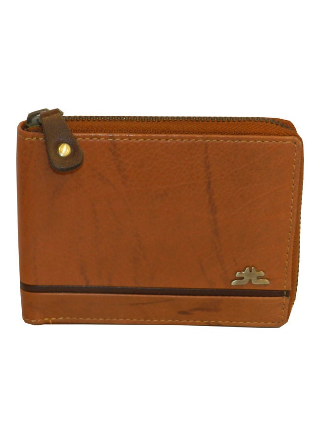 LAVERI LEATHER Genuine Leather Designer Wallet With Full Zipper Rust - Image 1