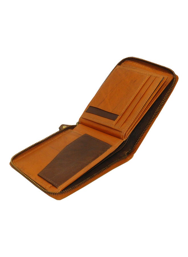 LAVERI LEATHER Genuine Leather Designer Wallet With Full Zipper Rust - Image 5