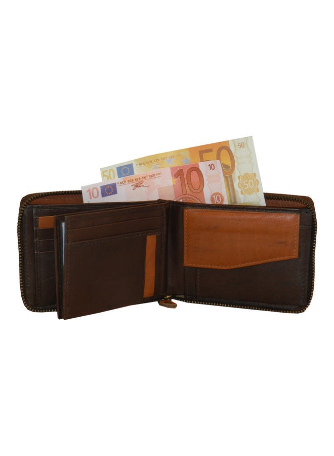 LAVERI LEATHER Genuine Leather Designer Wallet With Full Zipper Dark Brown - Image 3