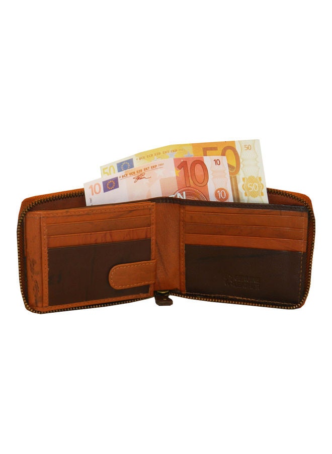 LAVERI LEATHER Genuine Leather Designer Wallet With Full Zipper Rust - Image 3