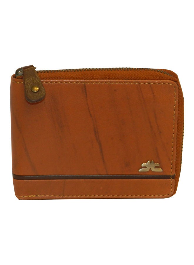 LAVERI LEATHER Genuine Leather Designer Wallet With Full Zipper Rust - Image 1
