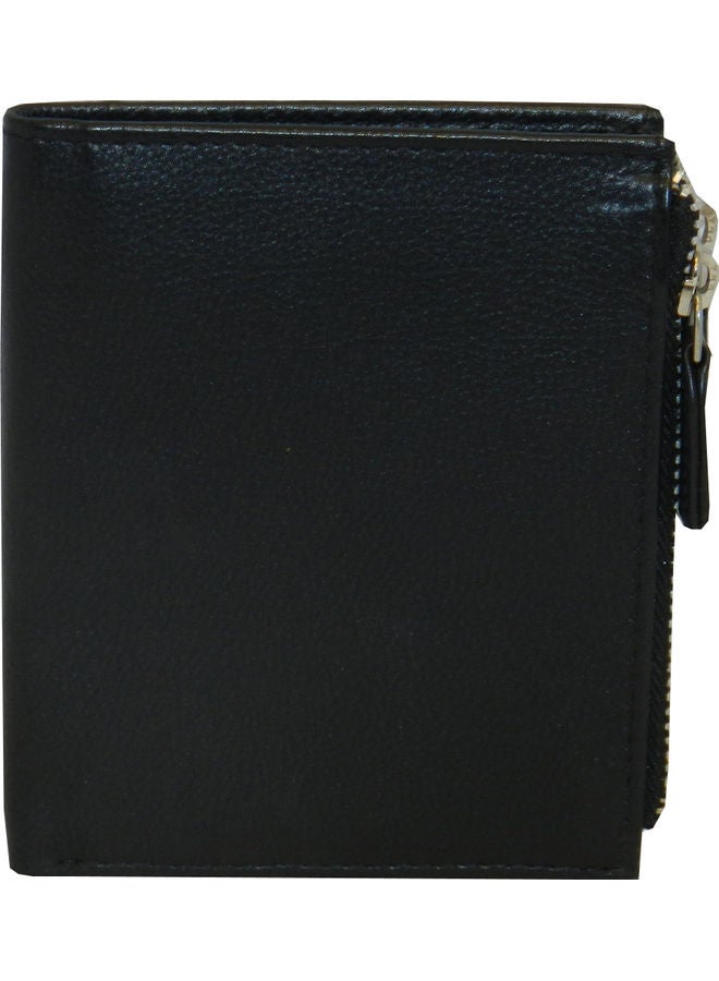 LAVERI LEATHER Genuine Leather Designer Wallet With Full Zipper Black - Image 1