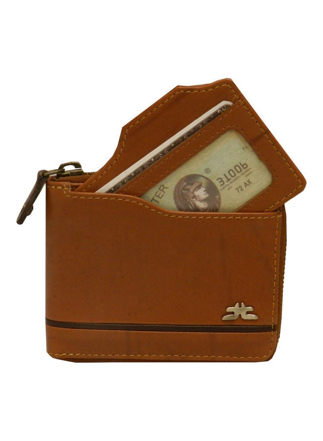 LAVERI LEATHER Genuine Leather Designer Wallet With Full Zipper Rust - Image 1