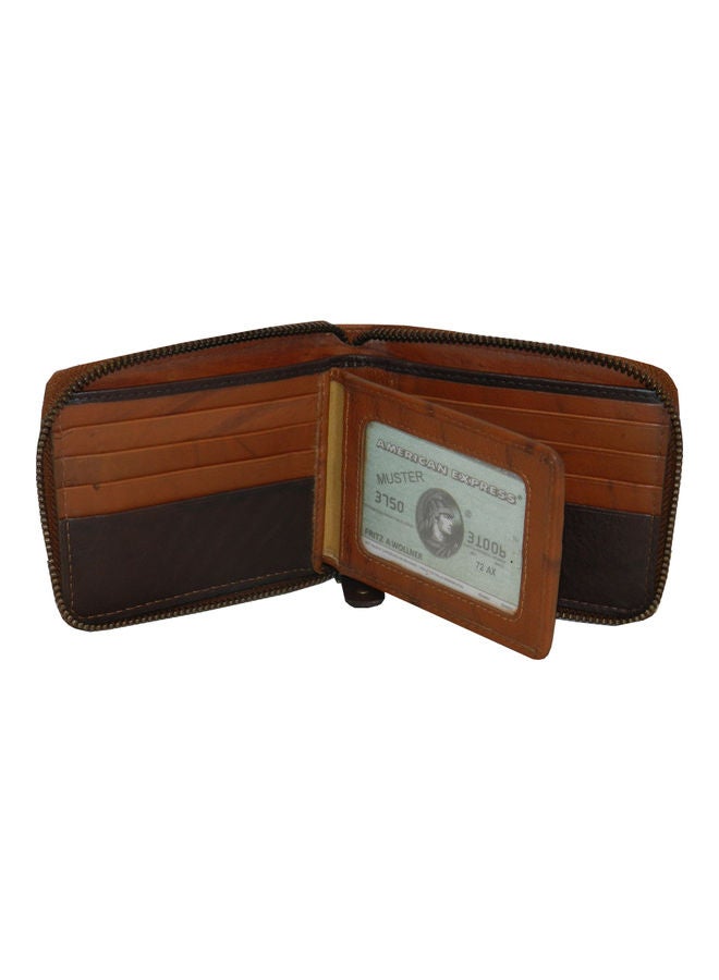 LAVERI LEATHER Genuine Leather Designer Wallet With Full Zipper Rust - Image 4