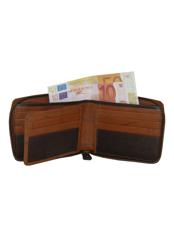 LAVERI LEATHER Genuine Leather Designer Wallet With Full Zipper Rust - Image 3