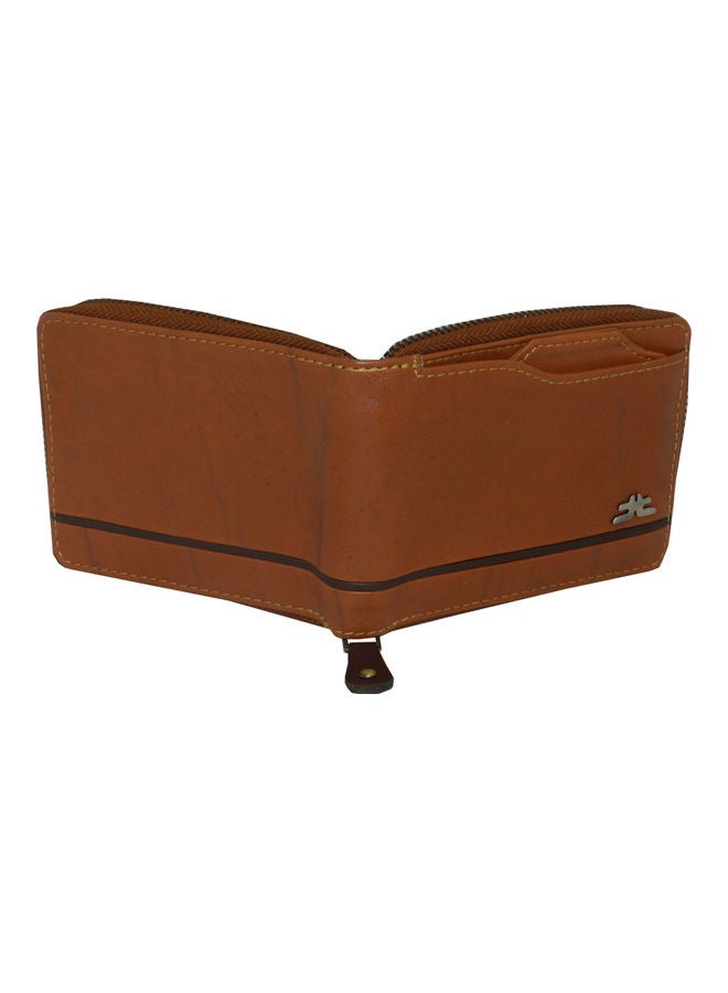 LAVERI LEATHER Genuine Leather Designer Wallet With Full Zipper Rust - Image 2