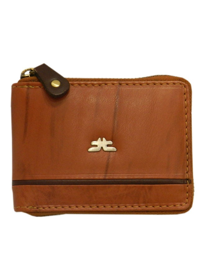 LAVERI LEATHER Genuine Leather Designer Wallet With Full Zipper Rust - Image 1