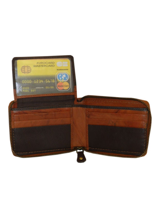 LAVERI LEATHER Genuine Leather Designer Wallet With Full Zipper Rust - Image 4