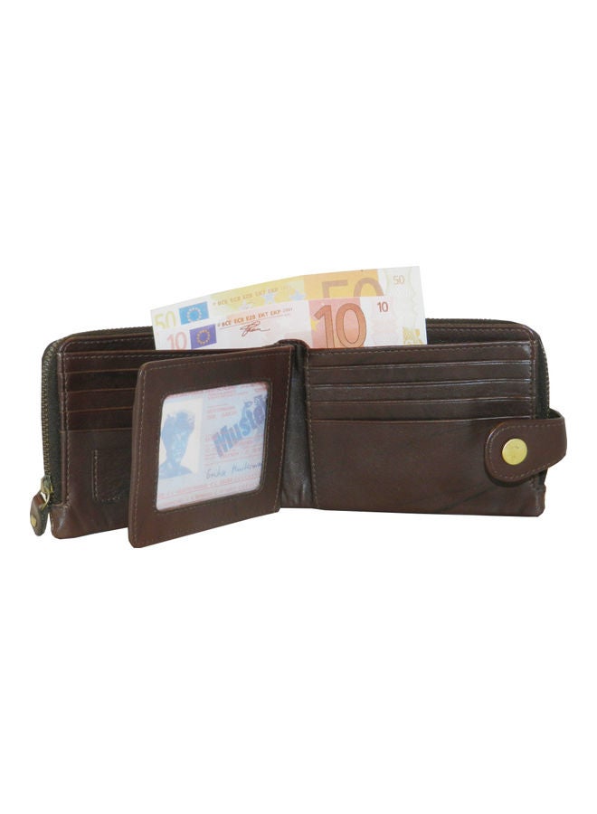 LAVERI LEATHER Genuine Leather Designer Wallet With Full Zipper Dark Brown - Image 3