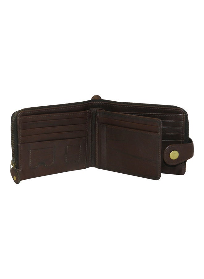 LAVERI LEATHER Genuine Leather Designer Wallet With Full Zipper Dark Brown - Image 4