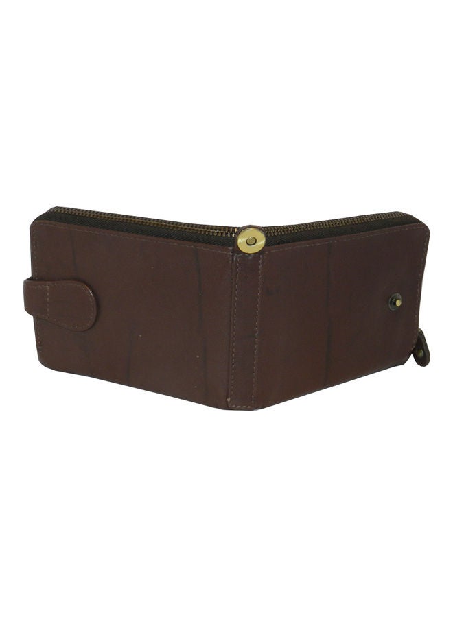 LAVERI LEATHER Genuine Leather Designer Wallet With Full Zipper Dark Brown - Image 2