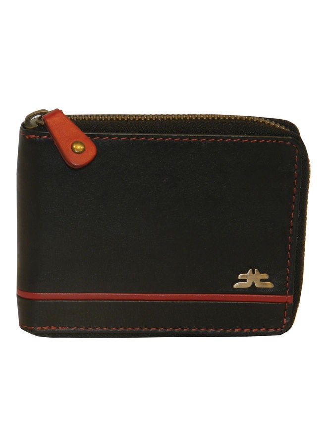 LAVERI LEATHER Genuine Leather Designer Wallet With Full Zipper Black - Image 1