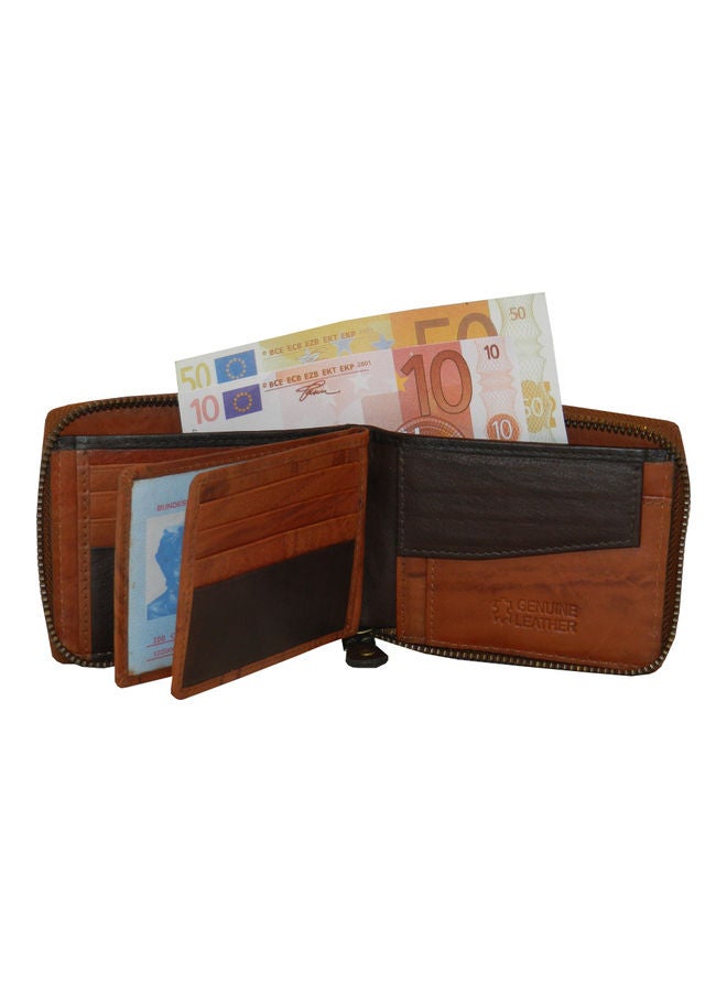 LAVERI LEATHER Genuine Leather Designer Wallet With Full Zipper Rust - Image 3