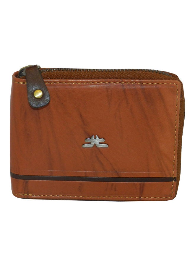 LAVERI LEATHER Genuine Leather Designer Wallet With Full Zipper Rust - Image 1